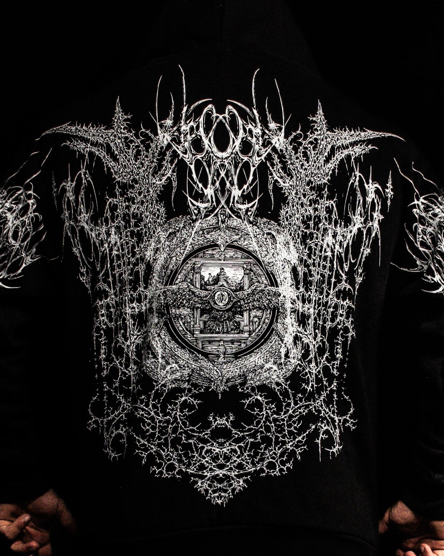 TFD I — SIGIL OF DUSK ZIP-UP HOODIE — 500GSM (Wraith Black)