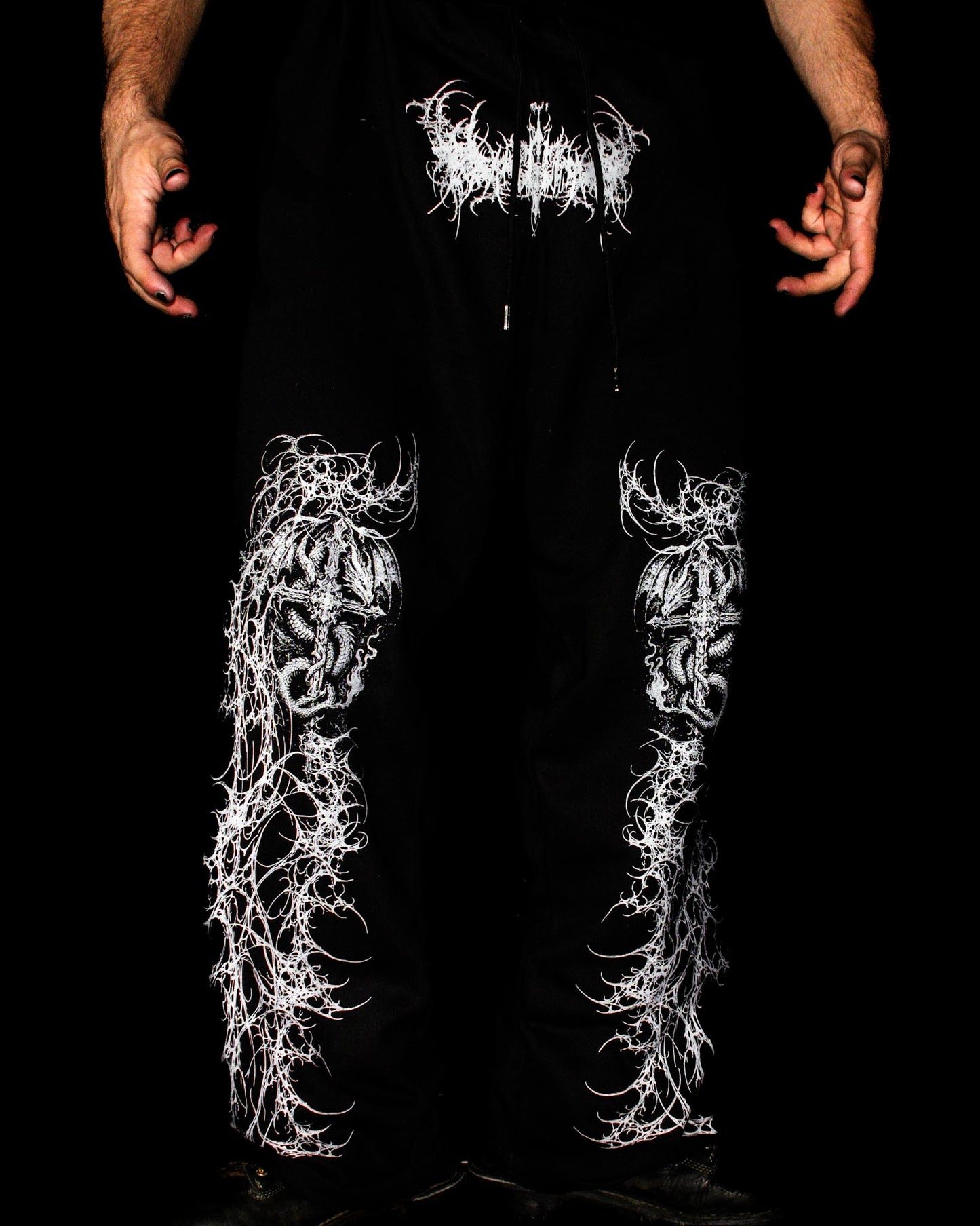 TFD II — SIGIL OF DOMINION Un-Cuffed Sweatpants (Wraith Black) 500GSM. SOLID.