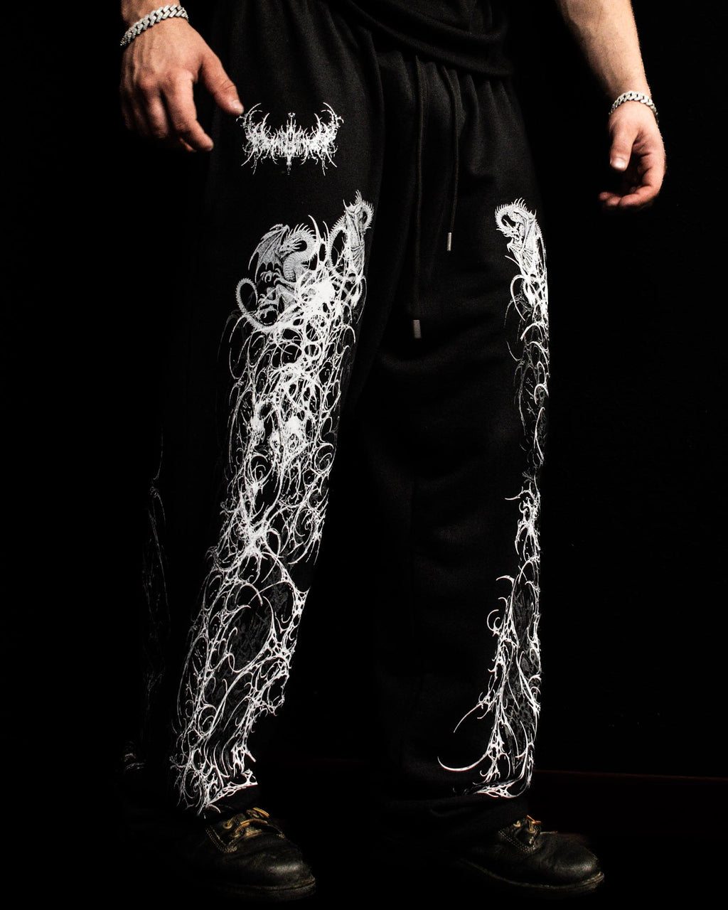 OBLIVION_01 Un-Cuffed Sweatpants (Wraith Black) 500GSM. STRUCTURED.