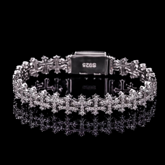 VEILBOUND / VVS MOISSANITE CROSSLINK BRACELET (925 SILVER) GRA CERTIFIED