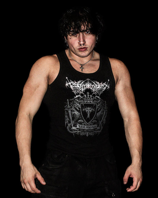 ETERNAL SOVEREIGN I RIBBED TANK
Wraith Black — 230 GSM Heavyweight Cotton