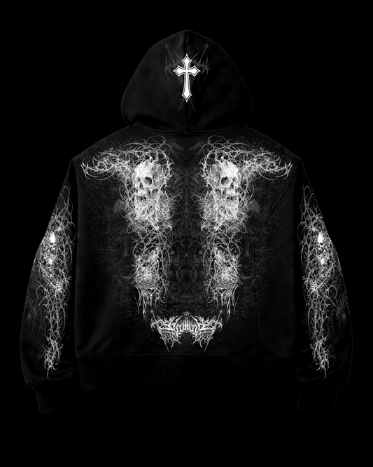 ETERNAL SOVEREIGN I — Wraith Black 500 GSM Heavyweight Zip Hoodie