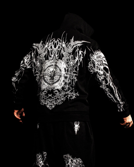 TFD I — SIGIL OF DUSK ZIP-UP HOODIE — 500GSM (Wraith Black)