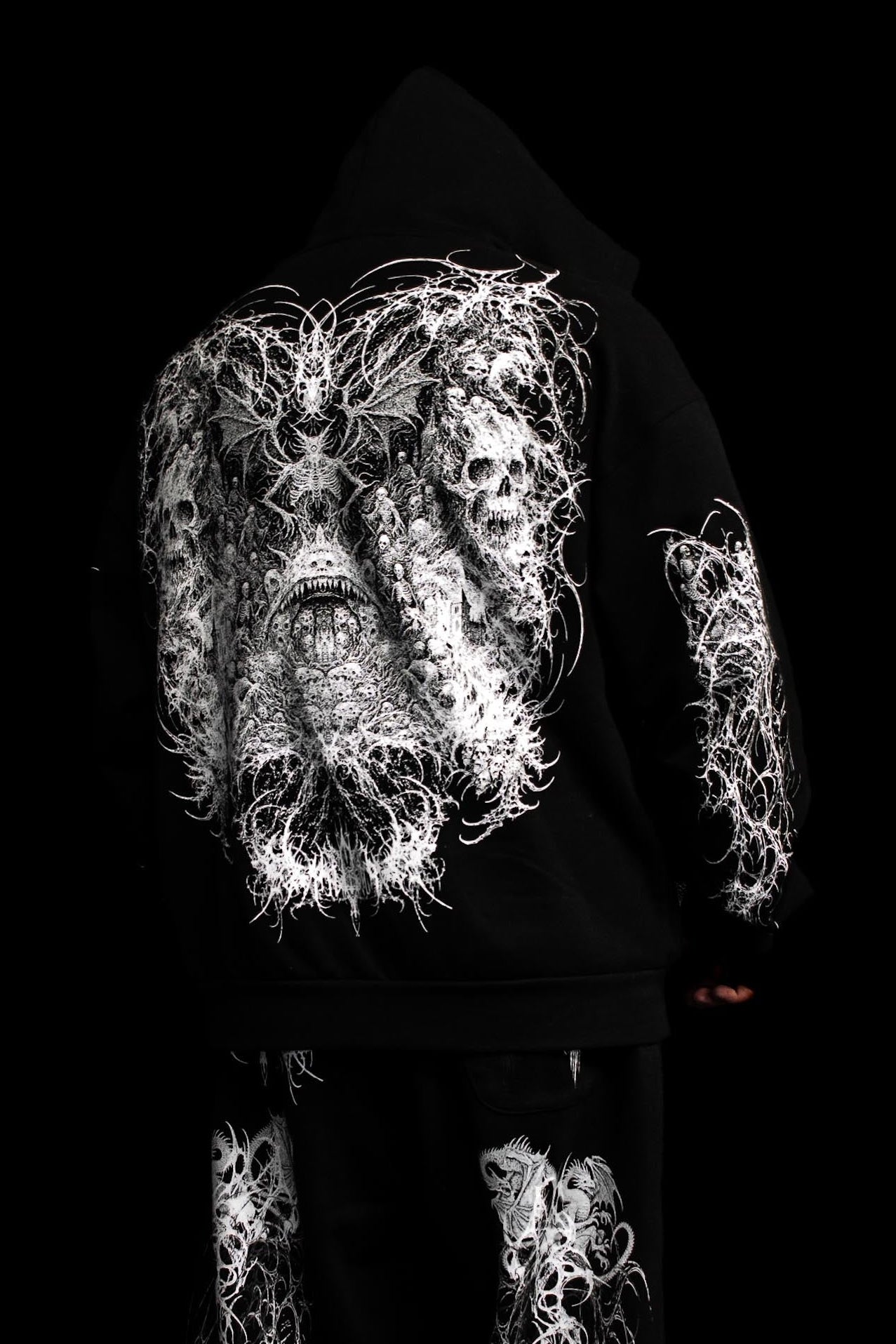 Deathline II Zip Up Hoodie (Wraith Black) 500GSM