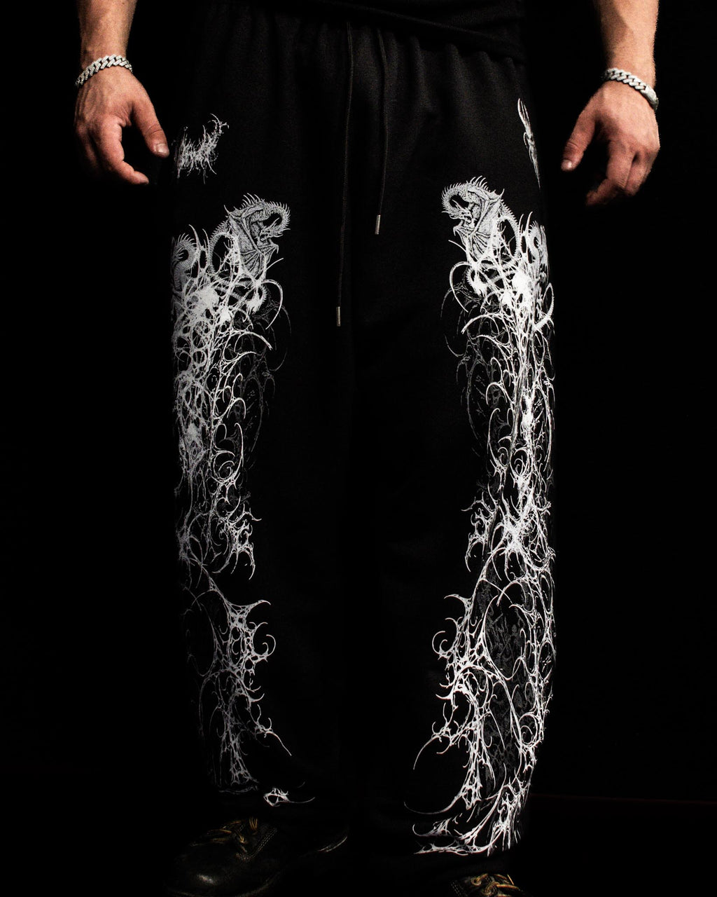 OBLIVION_01 Un-Cuffed Sweatpants (Wraith Black) 500GSM. STRUCTURED.