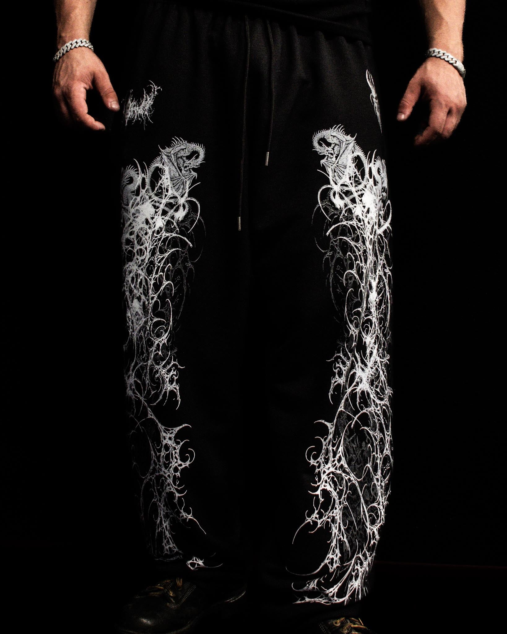 OBLIVION_01 Un-Cuffed Sweatpants (Wraith Black) 500GSM. STRUCTURED.