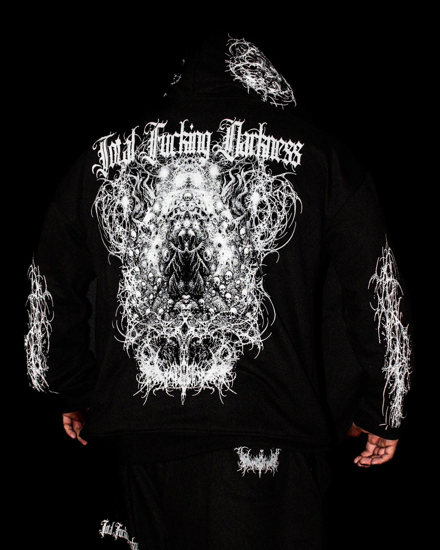 TFD II — LIGHT DEVOURED Zip Up Hoodie (Wraith Black) 500GSM. PREMIUM.