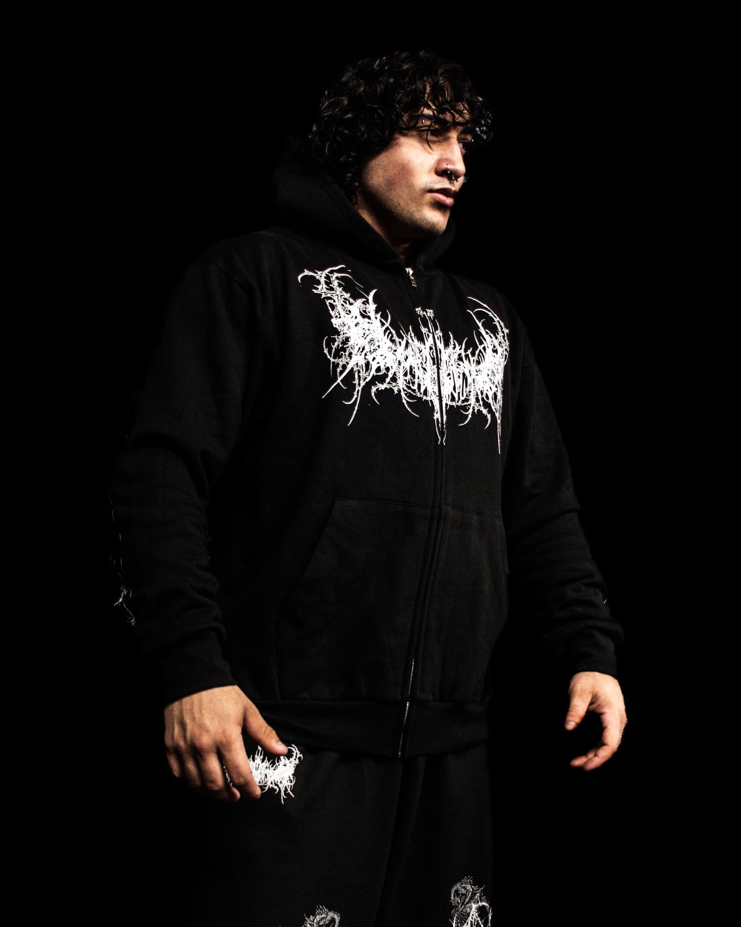 TFD I — SIGIL OF DUSK ZIP-UP HOODIE — 500GSM (Wraith Black)