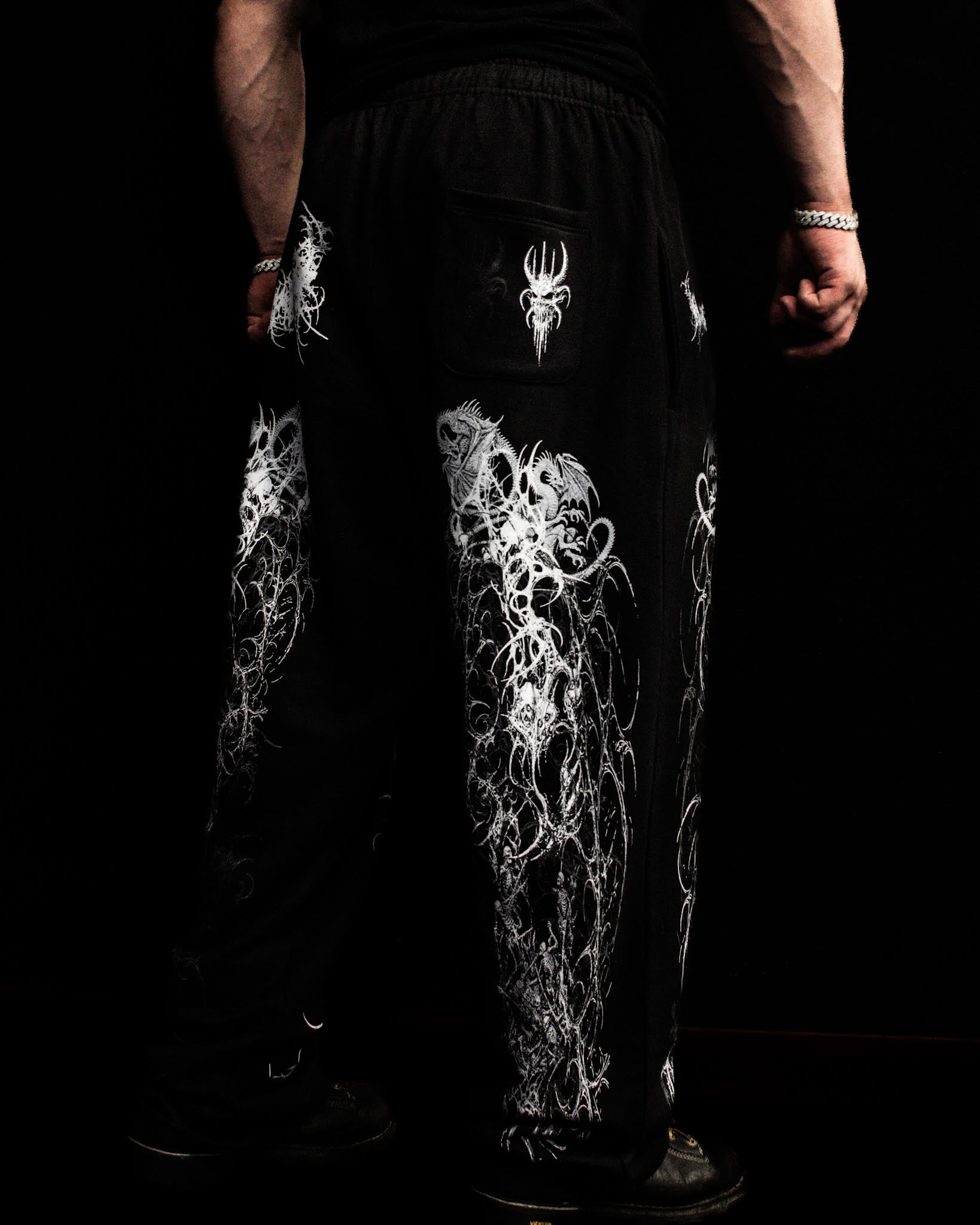 OBLIVION_01 Un-Cuffed Sweatpants (Wraith Black) 500GSM. STRUCTURED.