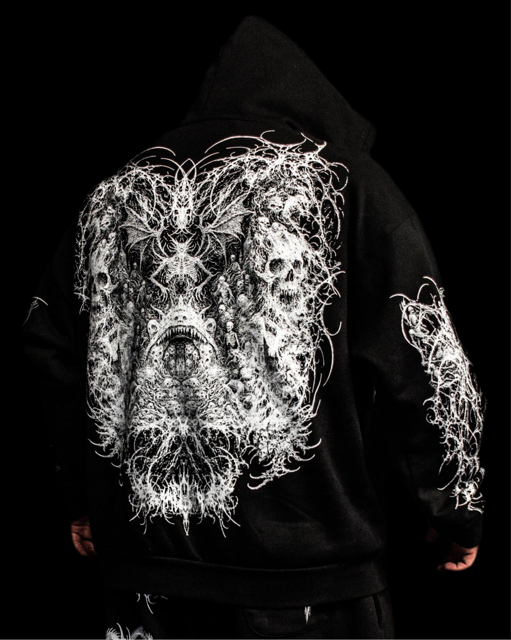 Deathline II Zip Up Hoodie (Wraith Black) 500GSM